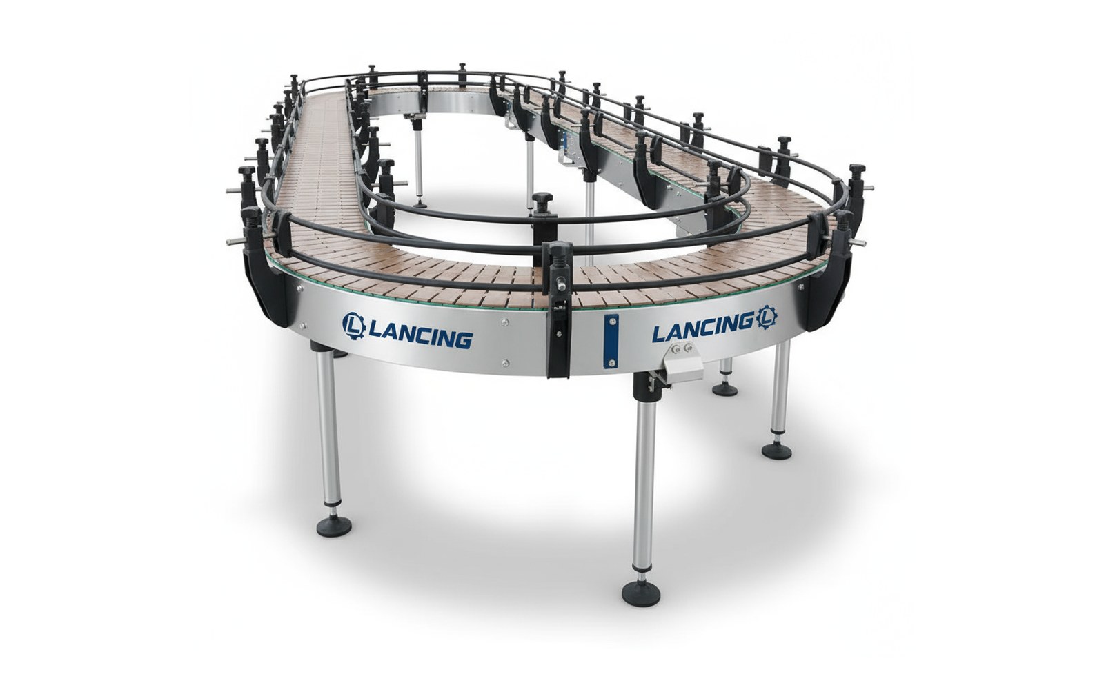 Oval accumulation conveyor and buffer table for packaging lines