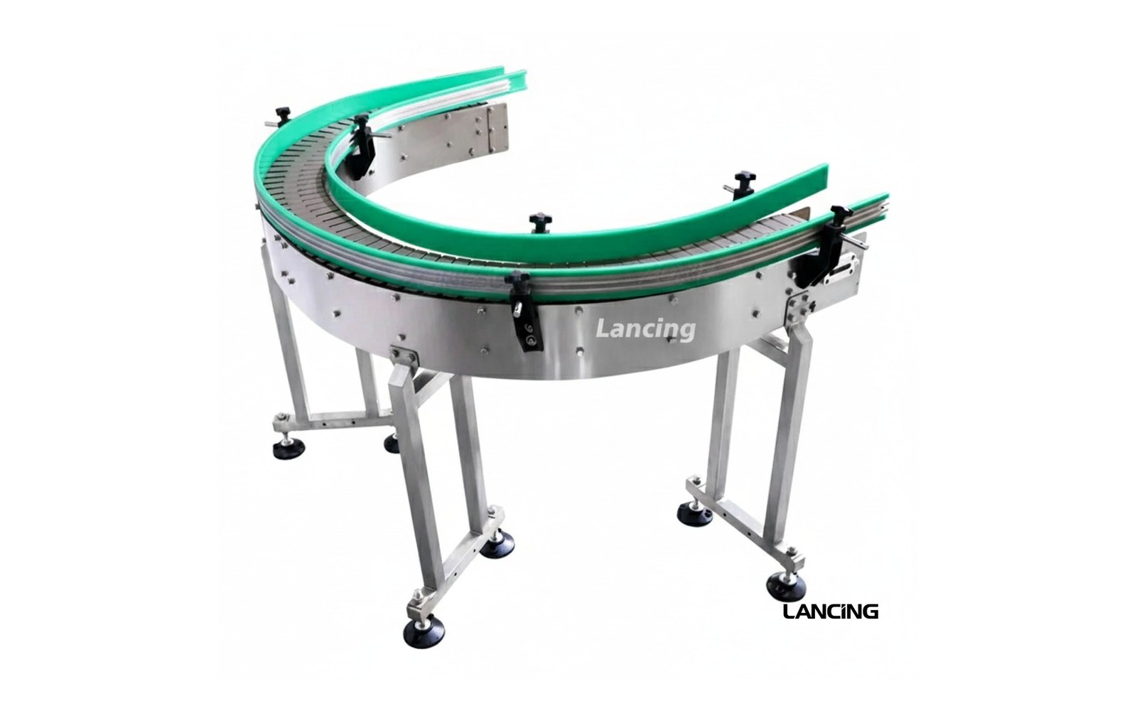 U shaped slat chain bottle conveyor for filling capping and labelling lines